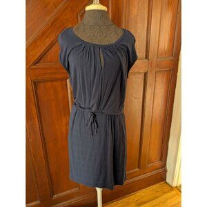 Banana Republic Navy Blue Womens Short Sleeve Dress W/Tie Waist Keyhole Detail S